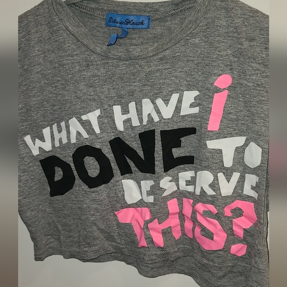 Silvian Heach cropped t-shirt What have I done to deserve this ? , S - Picture 3 of 6